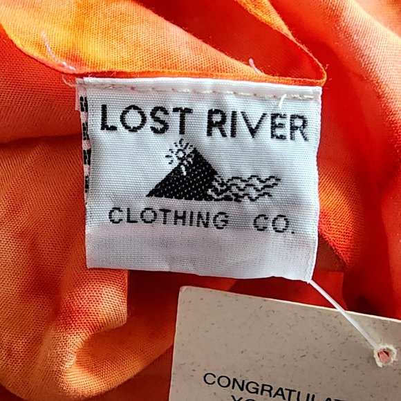 Lost River Clothing Co. Orange Pink Batik Tie Dye Scarf Wrap Fringe NWD 46"x70" - Picture 6 of 7